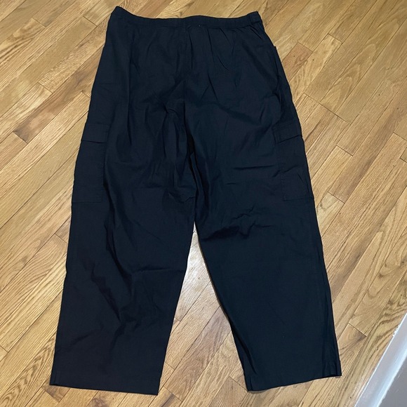 Athleta Black Paradise Straight Leg Cargo Pants Pull On Linen Blend Women's XL - Picture 7 of 7